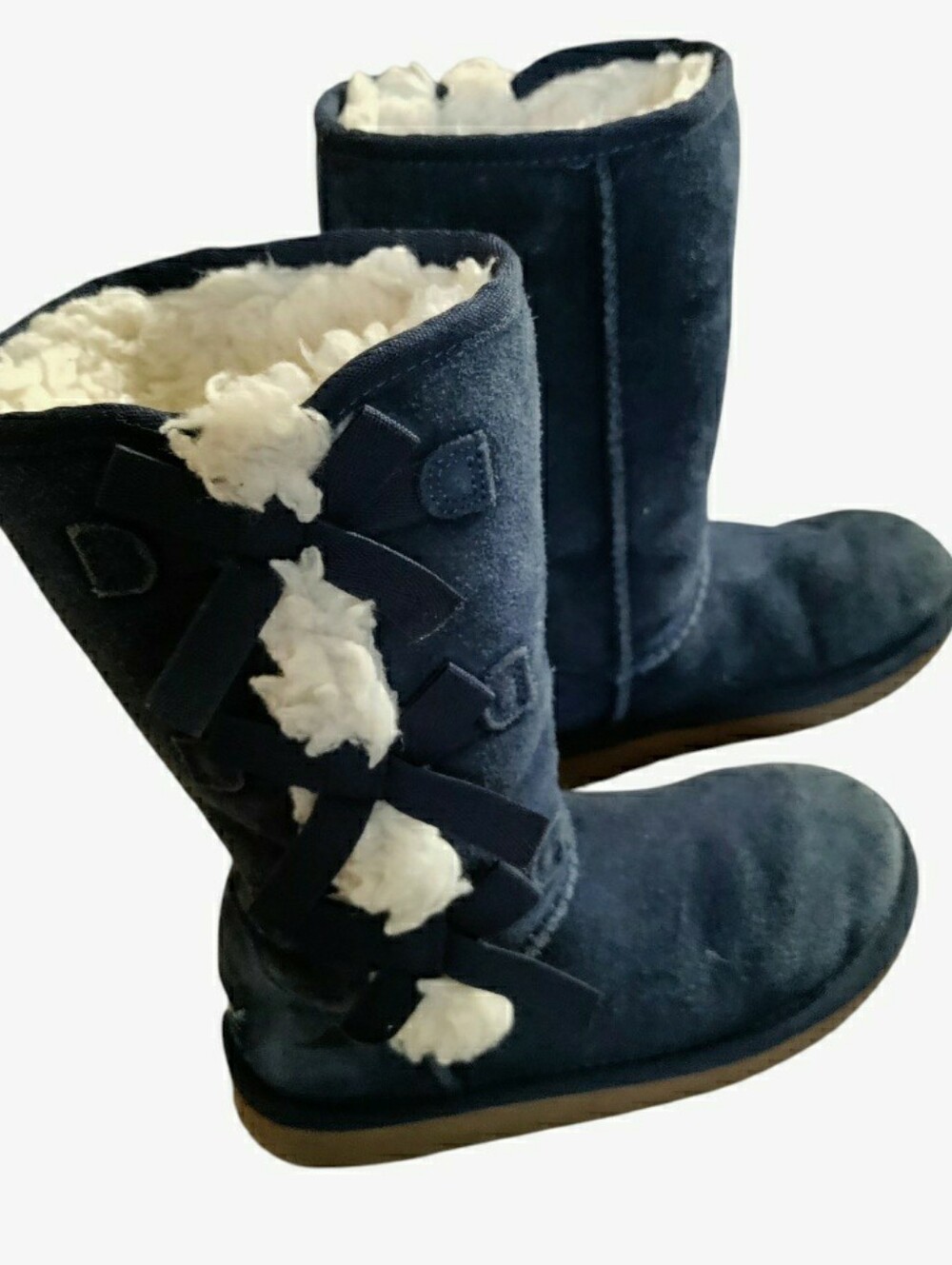Koolaburra By UGG Victoria Suede Boots Bow Sherpa Blue